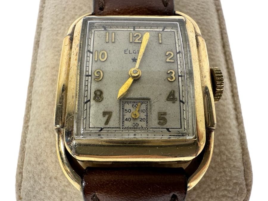 Vintage Elgin 10K Gold Filled Tank Men's Wrist Watch 17 Jewels Circa 1938