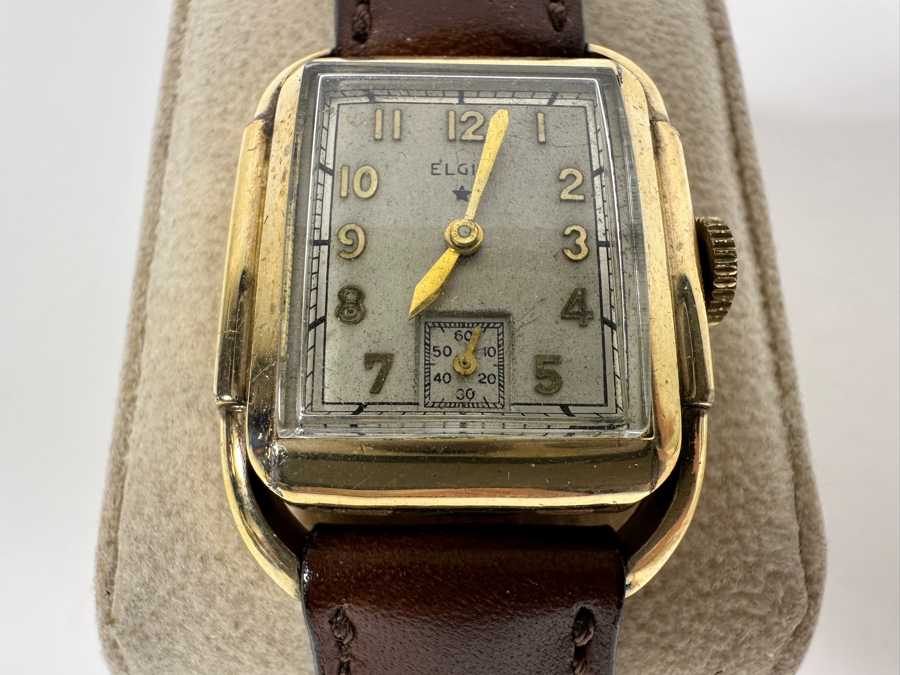 Vintage Elgin 10K Gold Filled Tank Men's Wrist Watch 17 Jewels Circa 1938 [Photo 4]