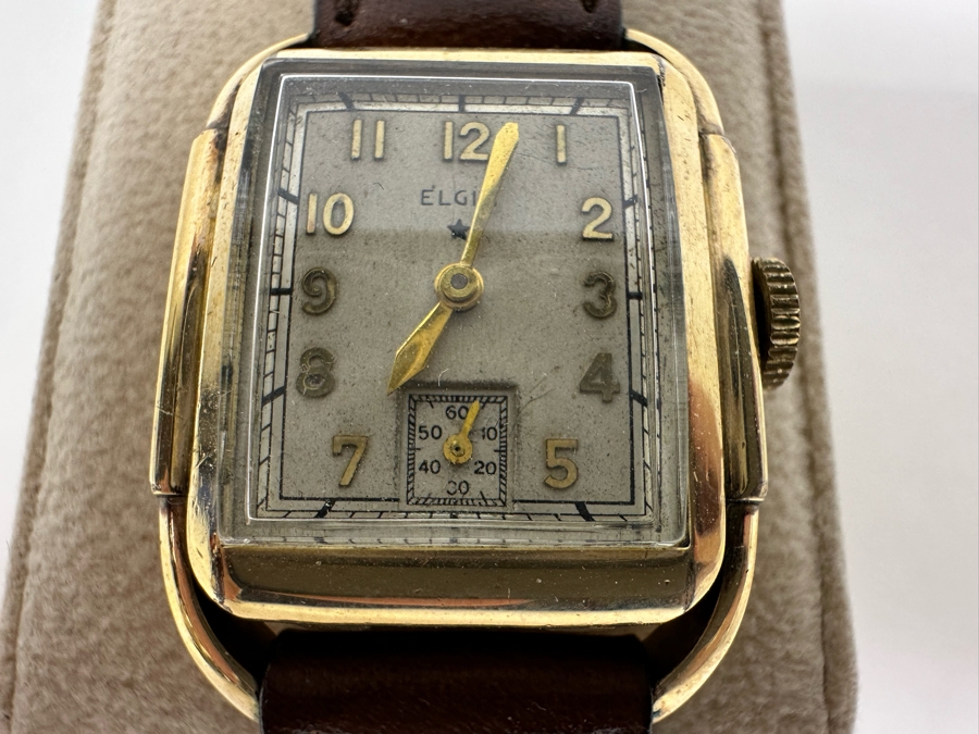 Vintage Elgin 10K Gold Filled Tank Men's Wrist Watch 17 Jewels Circa 1938 [Photo 8]