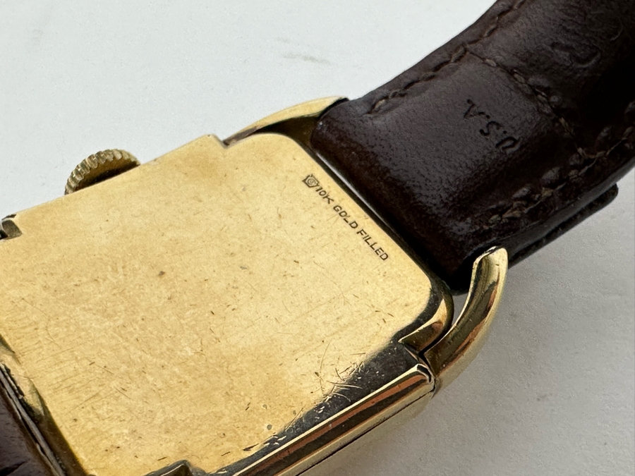 Vintage Elgin 10K Gold Filled Tank Men's Wrist Watch 17 Jewels Circa 1938 [Photo 11]