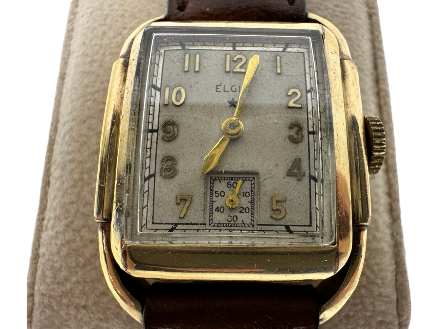 Vintage Elgin 10K Gold Filled Tank Men's Wrist Watch 17 Jewels Circa 1938 [Photo 2]