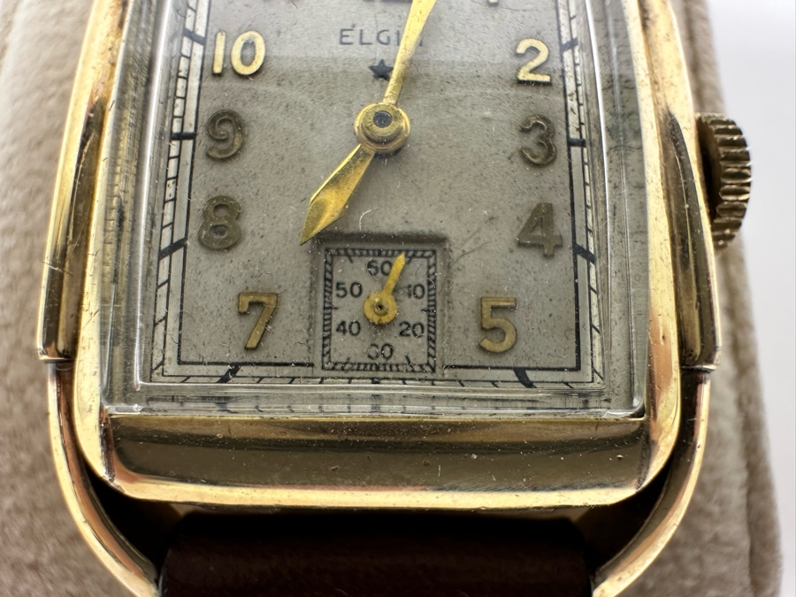 Vintage Elgin 10K Gold Filled Tank Men's Wrist Watch 17 Jewels Circa 1938 [Photo 9]