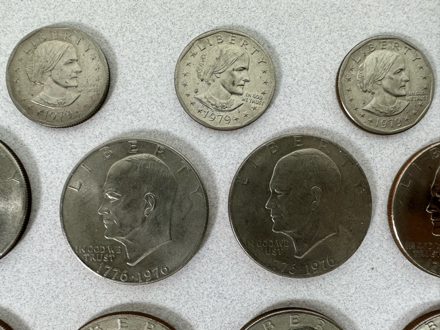 Coin Collection Featuring Susan B. Anthony Dollar Coins, Eisenhower Dollar Coins & Kenney Half Dollar Coins [Photo 3]