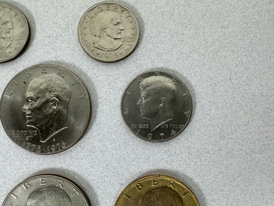 Coin Collection Featuring Susan B. Anthony Dollar Coins, Eisenhower Dollar Coins & Kenney Half Dollar Coins [Photo 5]