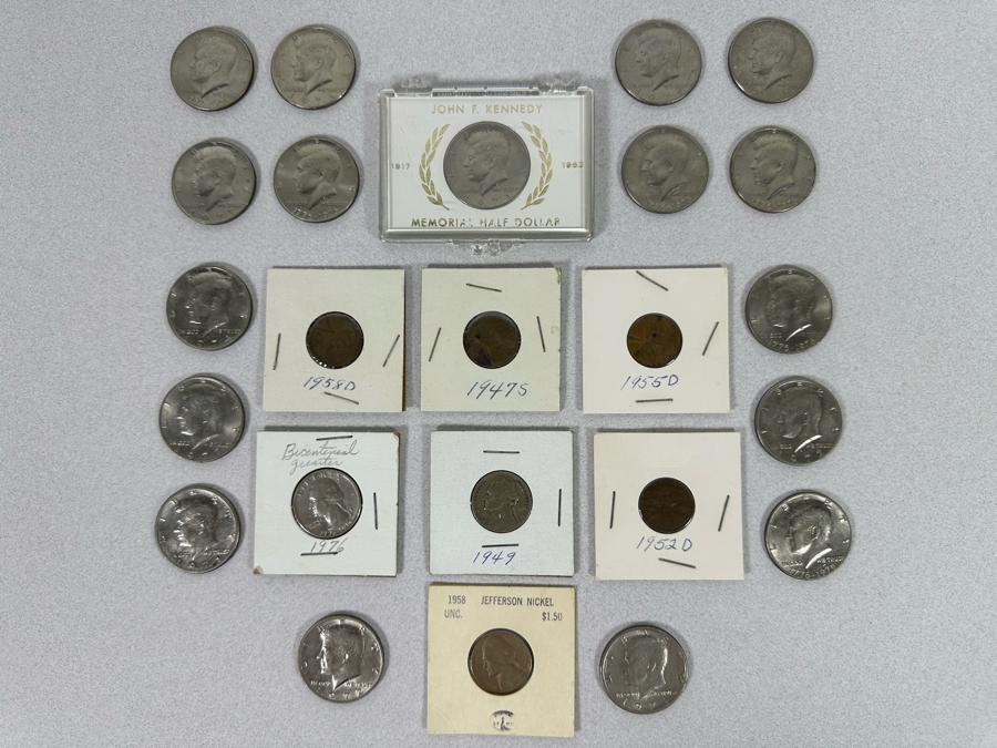 Coin Collection Featuring John F. Kennedy Half Dollars And Other US Coins [Photo 2]