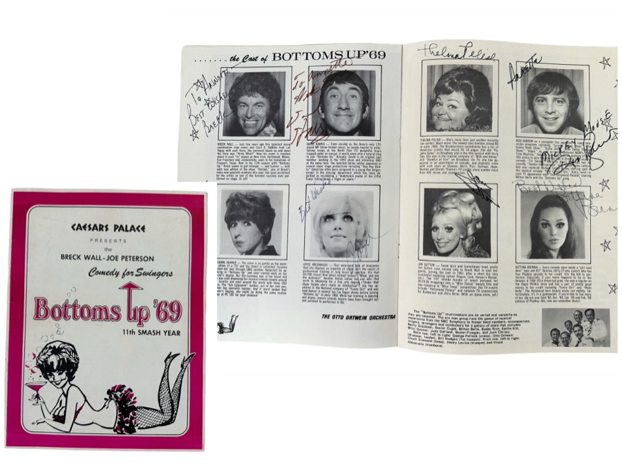 Signed Mid-Century Ceasars Palace Comedy Bottoms Up '69 Program