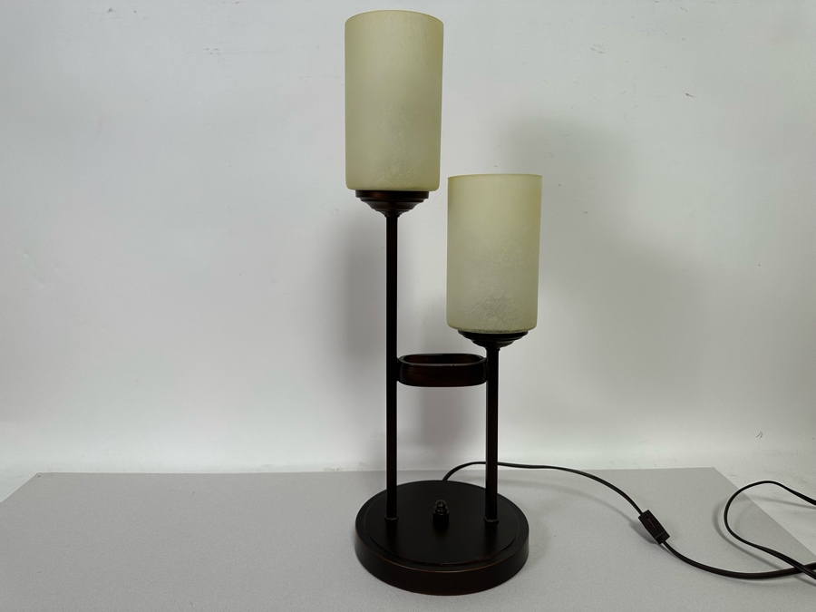 Two-Light Metal And Glass Table Lamp [Photo 2]
