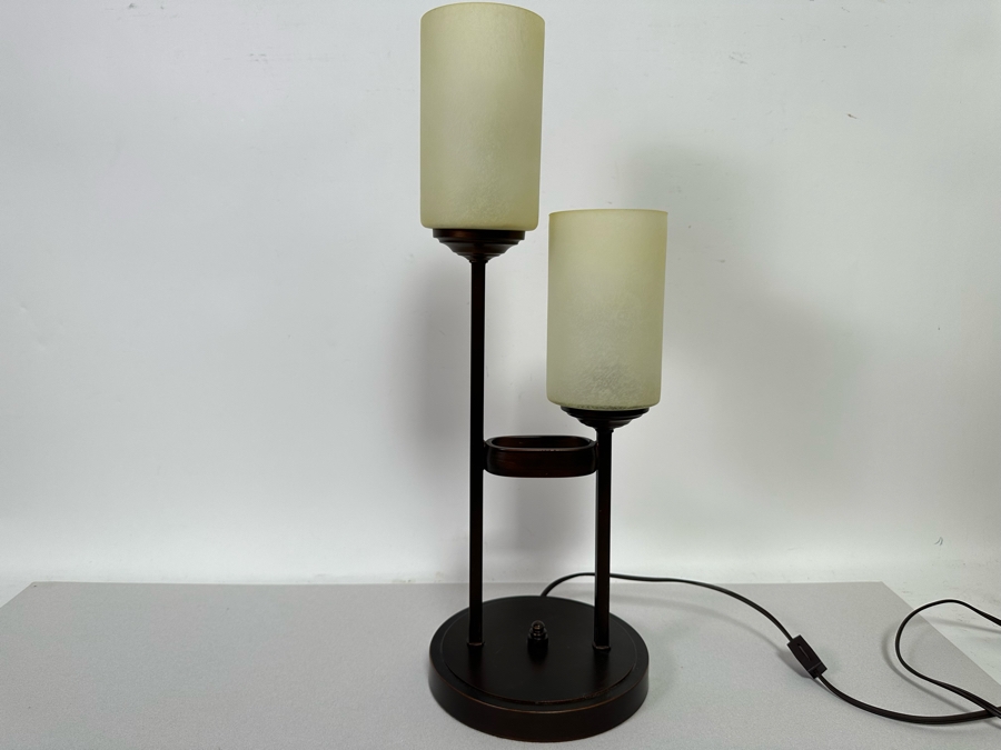 Two-Light Metal And Glass Table Lamp [Photo 3]