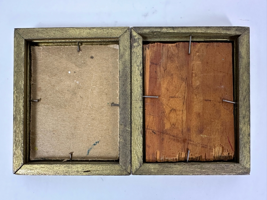 Pair Of Original Mid-Century Miniature Albert Tolf Owl Paintings Framed 4 X 5 [Photo 9]