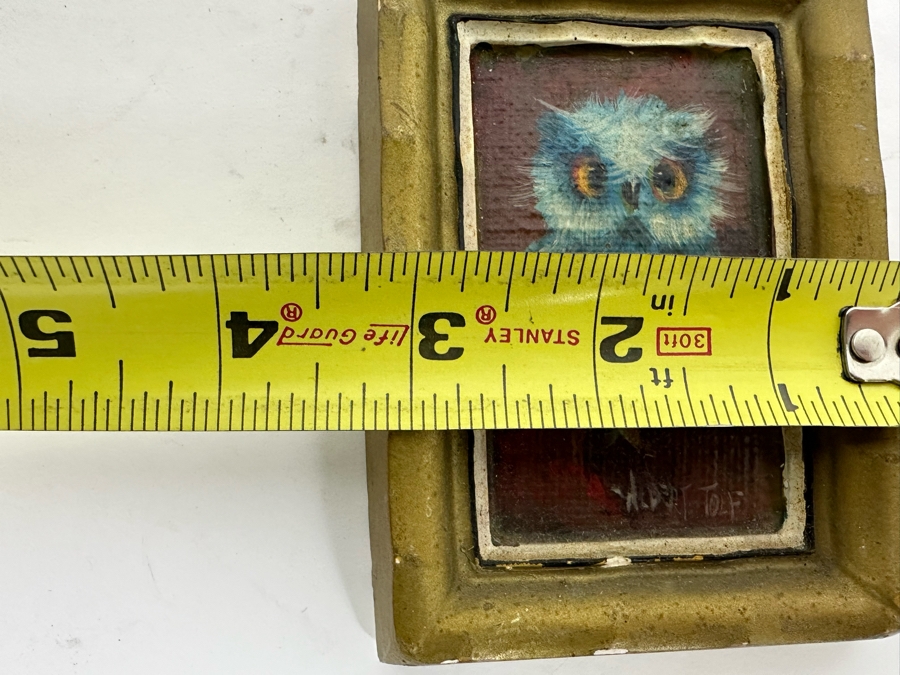 Pair Of Original Mid-Century Miniature Albert Tolf Owl Paintings Framed 3 X 4 [Photo 11]