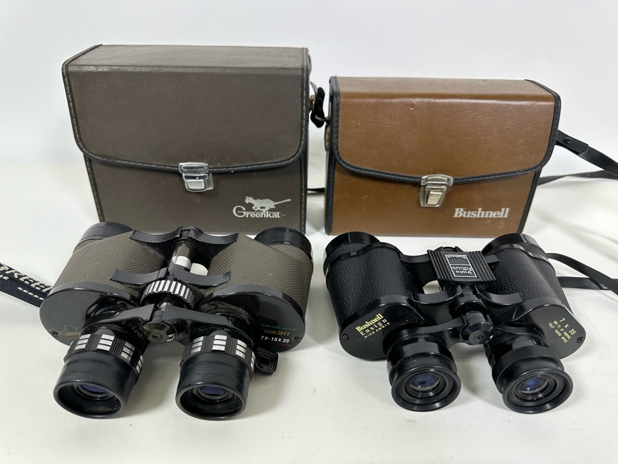Greenkat Ultra Violet Objectives Zoom 7X-15X Binoculars And Bushnell Ensign Wide Angle 7 X 35 Binoculars With Cases [Photo 3]