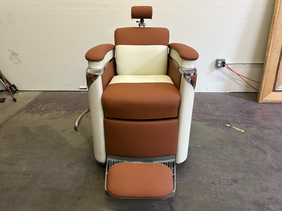 Koken 1950's Restored Presidential Barber Chair 30W X 48D X 43H Estimate $4,000 (Note: Hydraulic Fluid Leaking. Need To Check Cap & Seal) This Is The Second Chair Of A Pair [Photo 5]