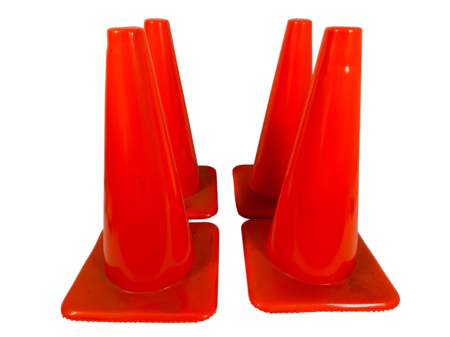 Four Traffic Cones By Lakeside Plastics 19.5H