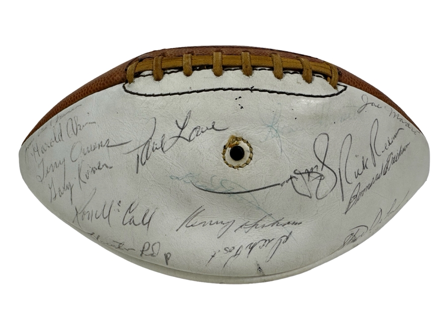 Team Signed 1960s San Diego Chargers Football Presented To Our Client Who Was A Local Judge Signed By Quarterback John Hadl And Teammates