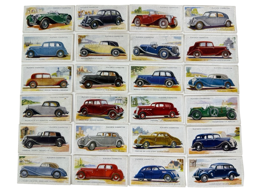24 Vintage Player's Cigarettes Motor Cars Cigarette Cards John Player & Sons English