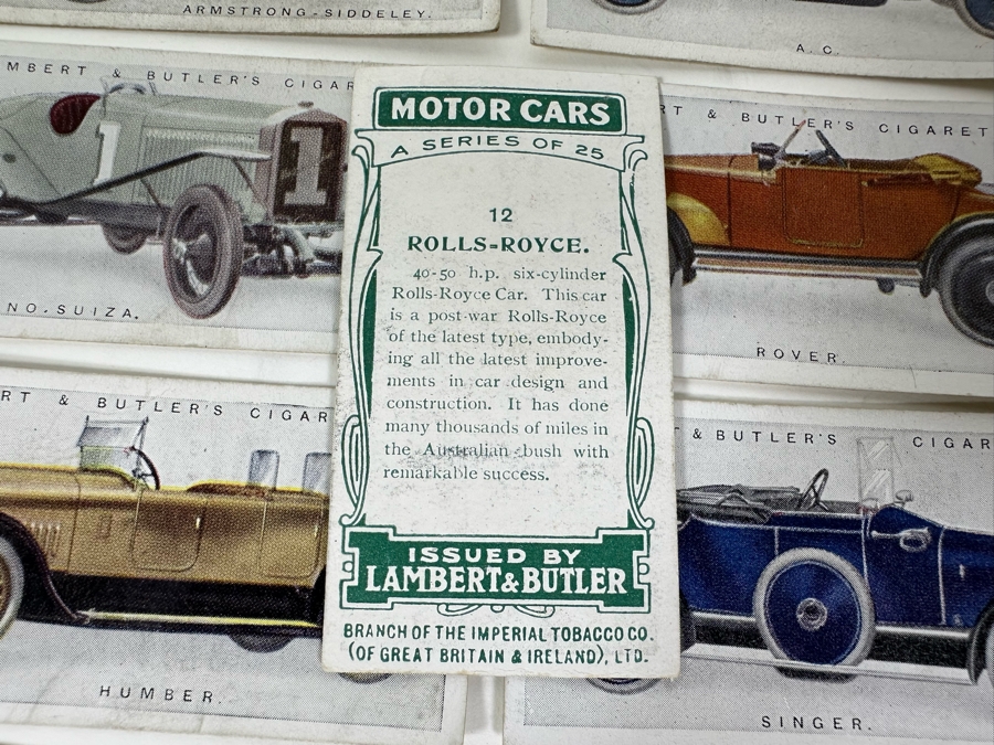 24 Vintage Lambert & Butler Cigarettes Motor Cars Cigarette Cards English [Photo 11]