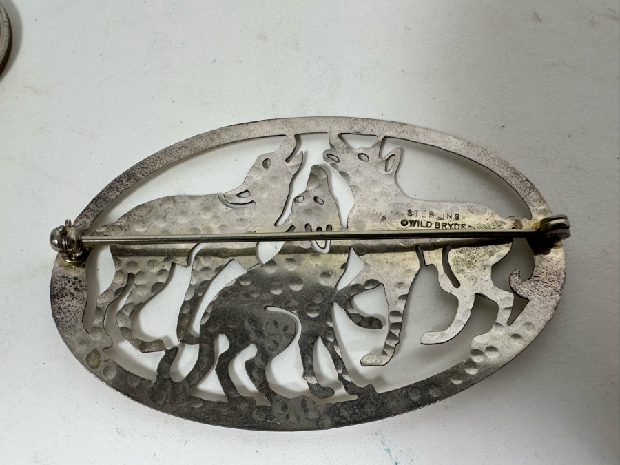 Pair Of Signed Sterling Silver Brooch Pins 12.1g [Photo 5]