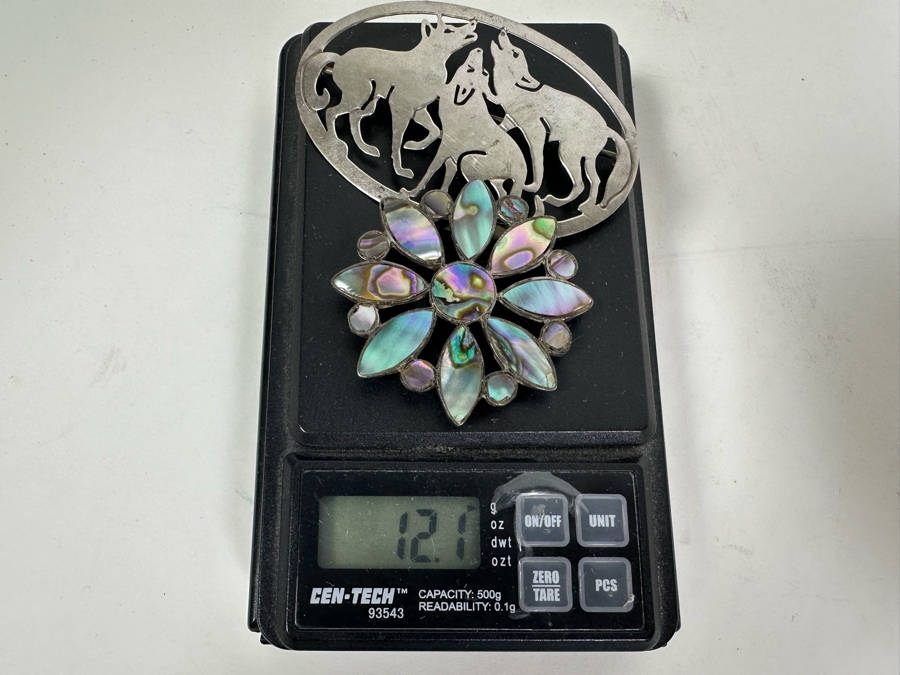 Pair Of Signed Sterling Silver Brooch Pins 12.1g [Photo 7]