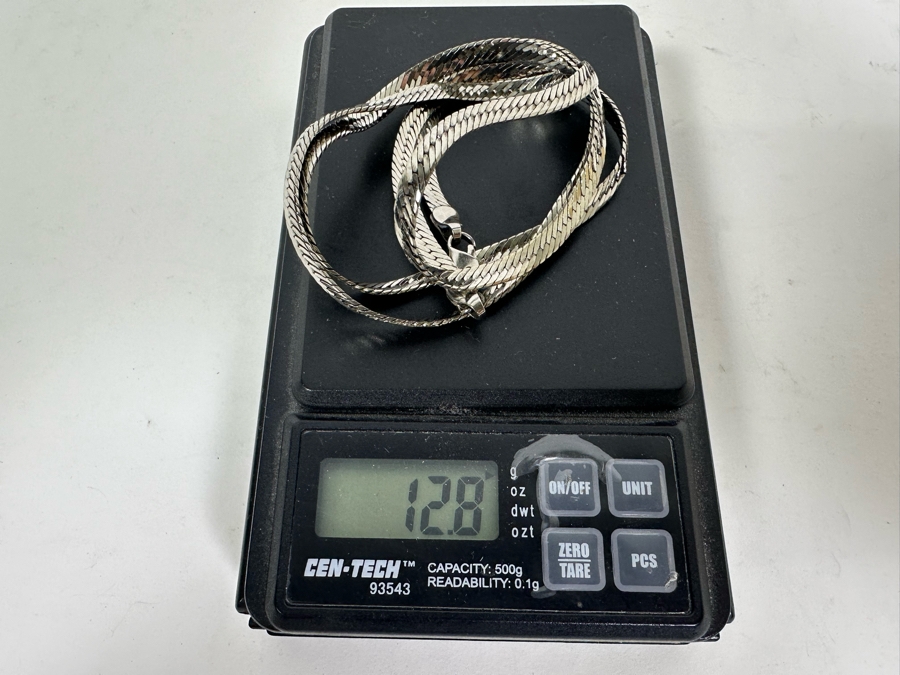 Sterling Silver 24' Herringbone Necklace 12.8g [Photo 6]