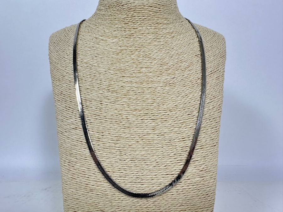 Sterling Silver 24' Herringbone Necklace 12.8g [Photo 2]