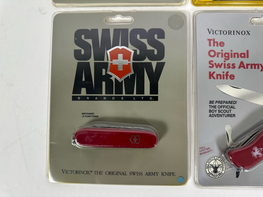 Six New In Packaging Swiss Army Knives Including The Money Clip Knife, The Florist's Knife, The Pocket Pal Knife, Mechanic Knife, The Official Boy Scout Adventurer Knife And Recruit Knife [Photo 10]
