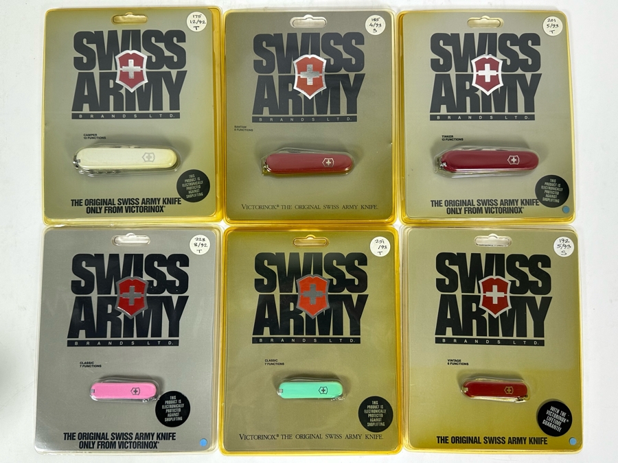 Six New In Packaging Swiss Army Knives Including The Camper Knife, Bantam Knife, Tinker Knife, (2) Classic Knives And Vintage Knife [Photo 2]
