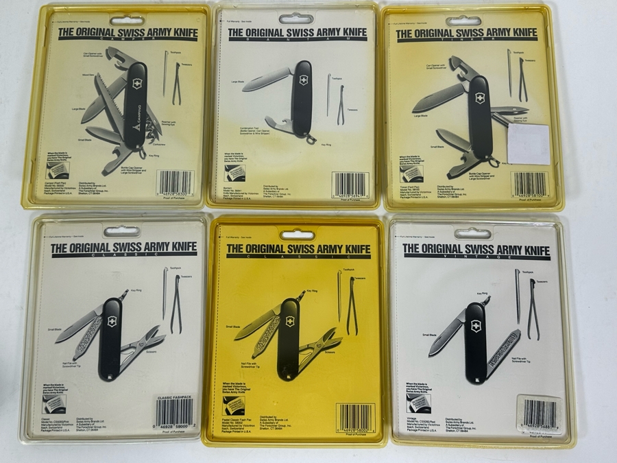 Six New In Packaging Swiss Army Knives Including The Camper Knife, Bantam Knife, Tinker Knife, (2) Classic Knives And Vintage Knife [Photo 9]