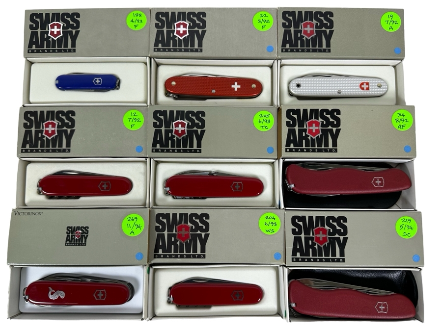 (9) Swiss Army Knives With Original Boxes - See Details For Types Of Knives