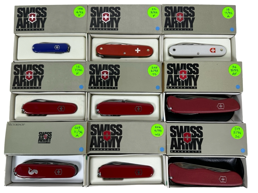 (9) Swiss Army Knives With Original Boxes - See Details For Types Of Knives [Photo 1]