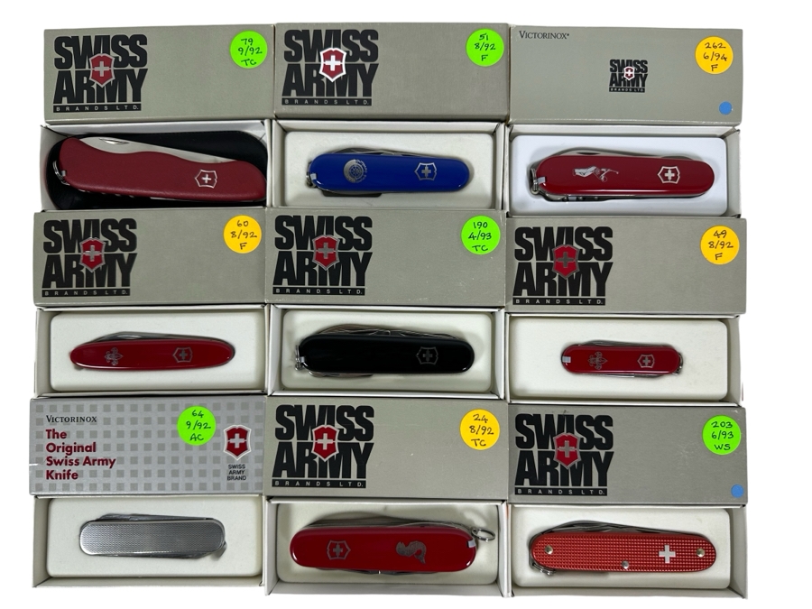 (9) Swiss Army Knives With Original Boxes - See Details For Types Of Knives