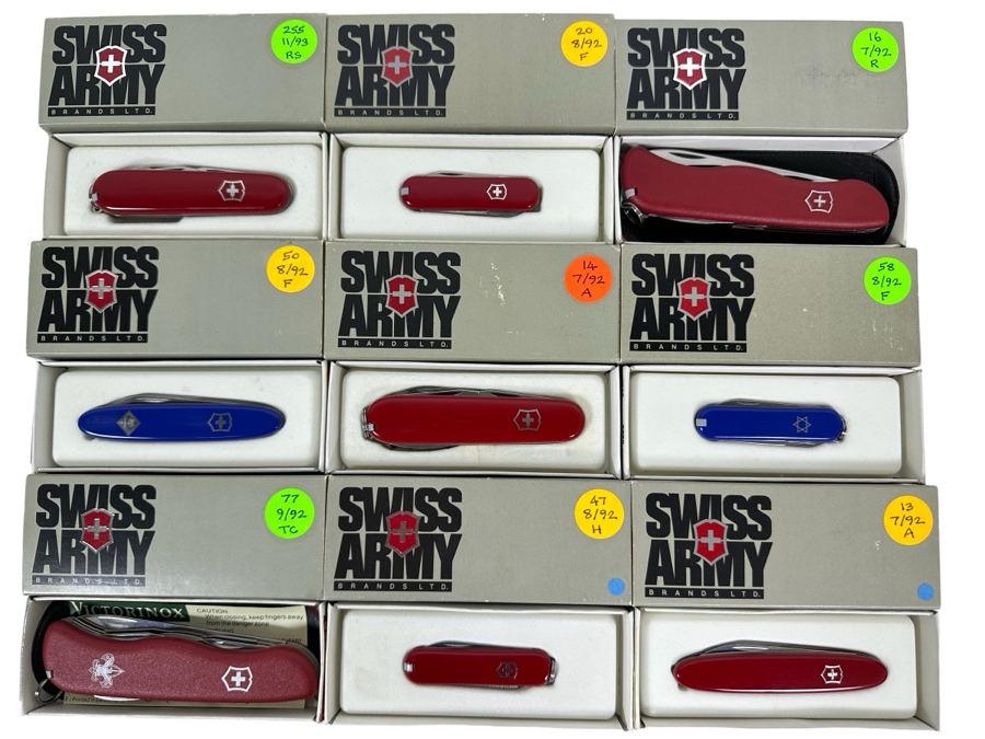 (9) Swiss Army Knives With Original Boxes - See Details For Types Of Knives