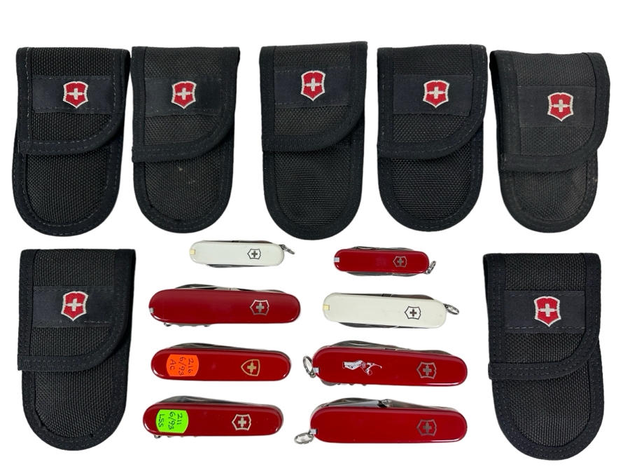 (8) Swiss Army Knives With (7) Swiss Army Knife Belt Pouches [Photo 1]