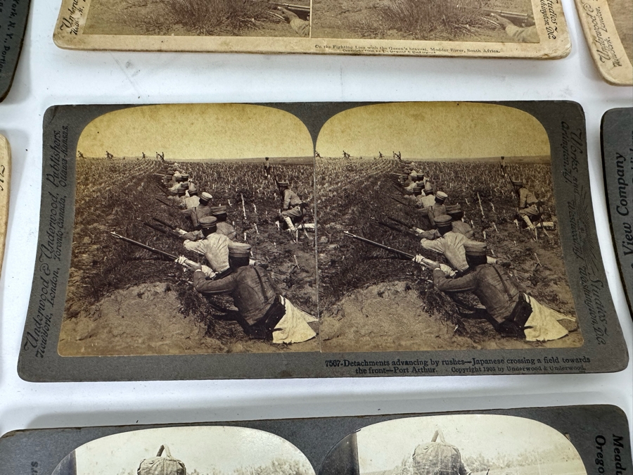 Antique Underwood & Underwood Stereoscope With 40 Antique Stereoviews Including Soldiers At War [Photo 15]