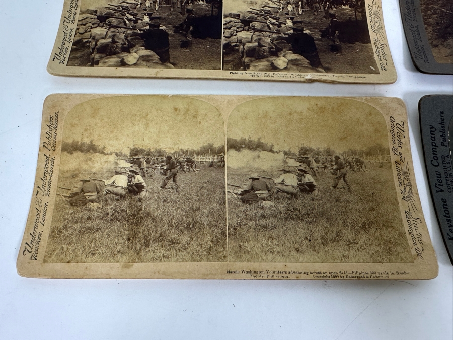 Antique Underwood & Underwood Stereoscope With 40 Antique Stereoviews Including Soldiers At War [Photo 13]