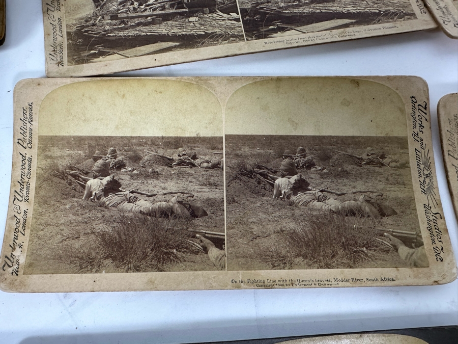 Antique Underwood & Underwood Stereoscope With 40 Antique Stereoviews Including Soldiers At War [Photo 16]