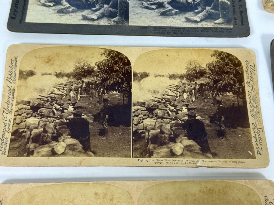 Antique Underwood & Underwood Stereoscope With 40 Antique Stereoviews Including Soldiers At War [Photo 12]