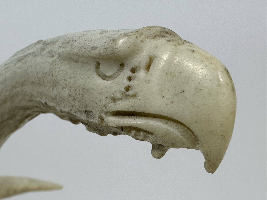 Artist Signed Carved Antlers In Form Of Eagle's Head 12W X 8D X 10H [Photo 7]