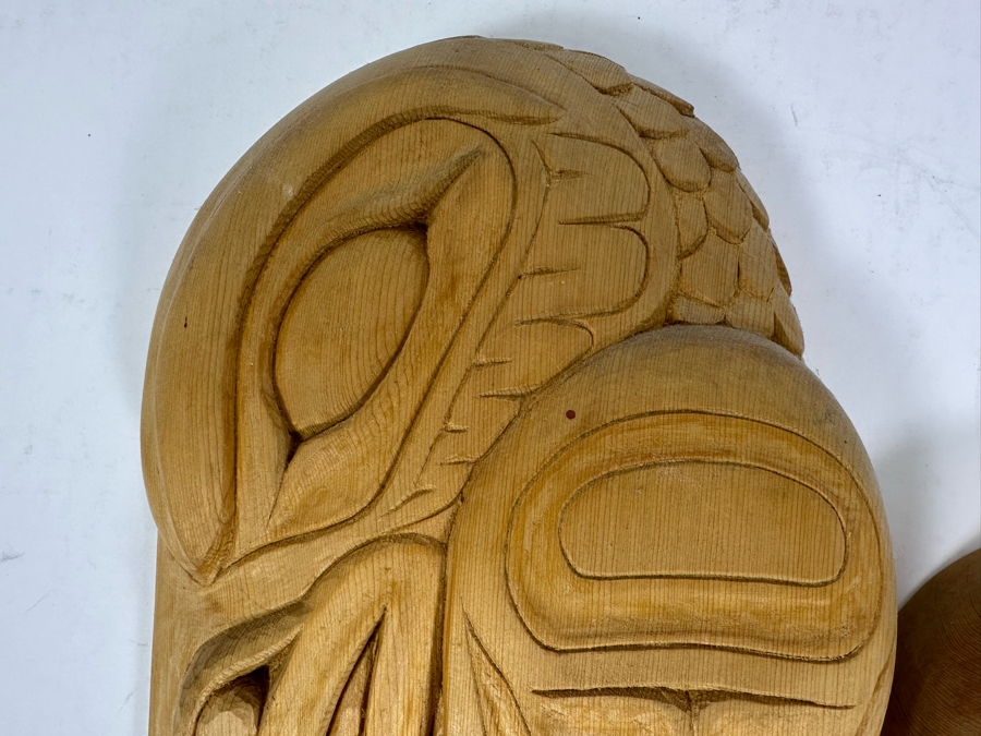 Pair Of Vintage Alaskan Wood Carvings Wall Decor 7W X 15H & 8.5W X 5.5H [Photo 4]