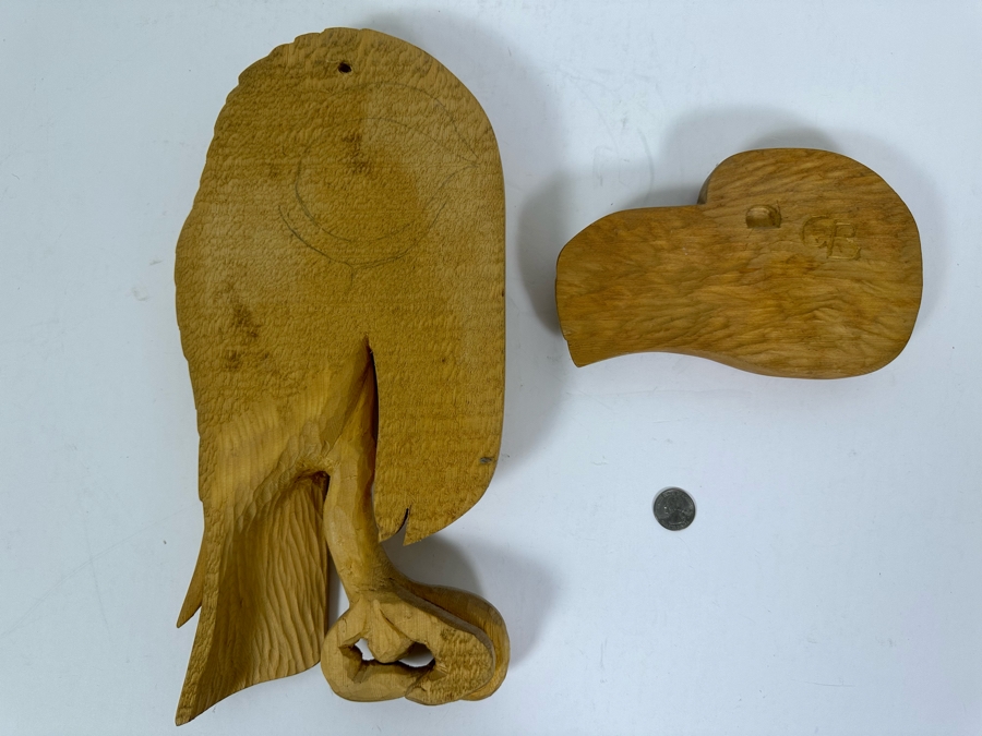 Pair Of Vintage Alaskan Wood Carvings Wall Decor 7W X 15H & 8.5W X 5.5H [Photo 7]