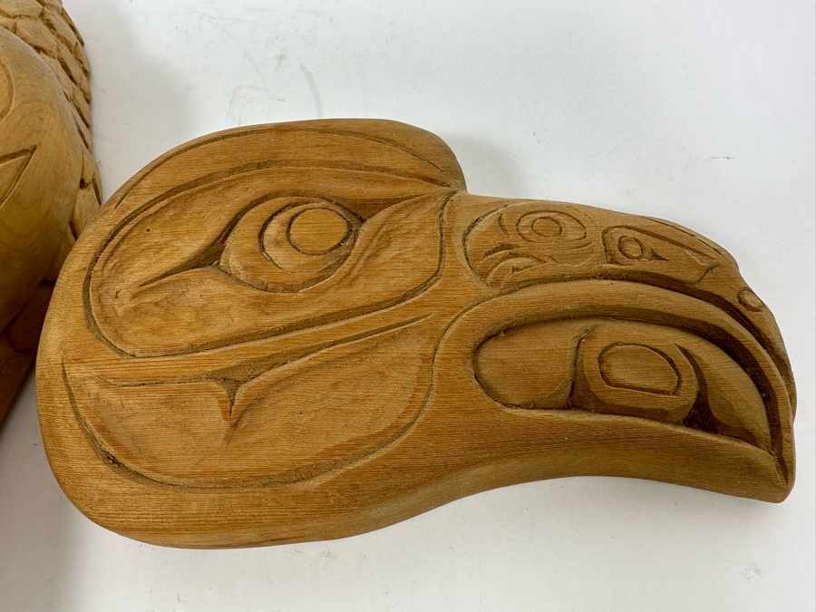 Pair Of Vintage Alaskan Wood Carvings Wall Decor 7W X 15H & 8.5W X 5.5H [Photo 6]