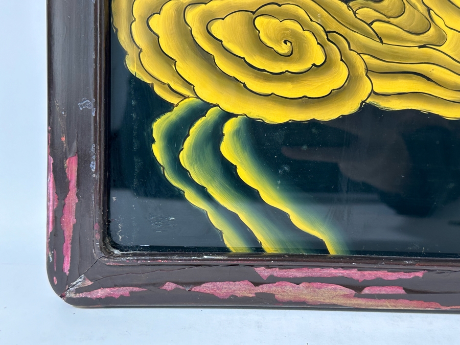 Vintage Chinese Reverse Painting On Glass Of Buddha Guanyin With Acolytes Framed 19.5 X 27.5 [Photo 21]