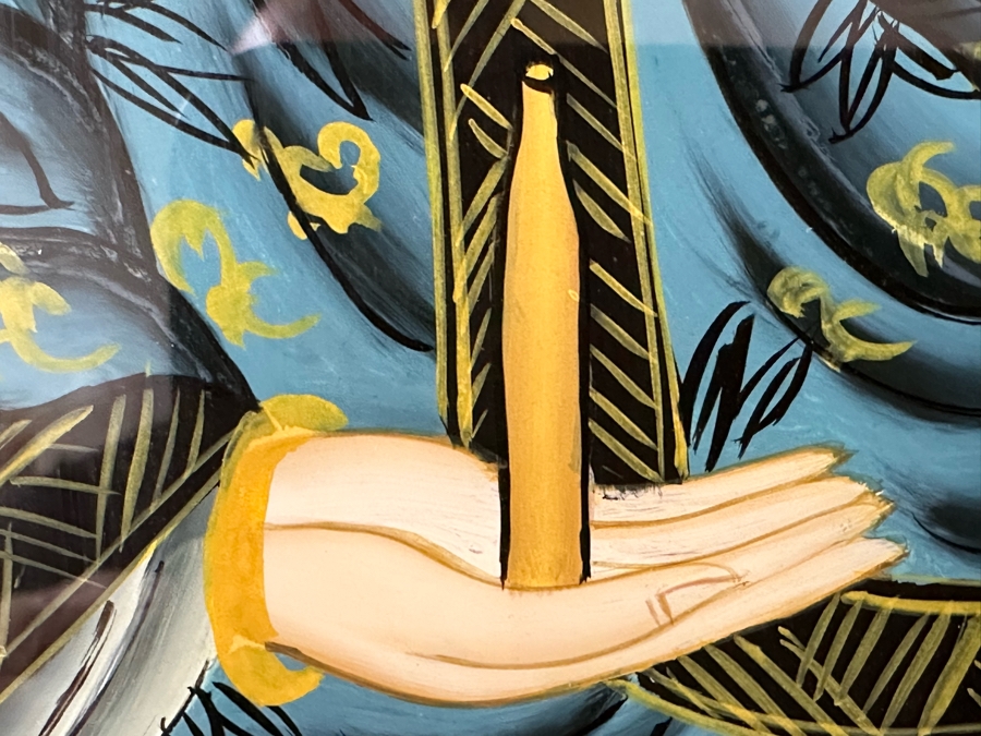 Vintage Chinese Reverse Painting On Glass Of Buddha Guanyin With Acolytes Framed 19.5 X 27.5 [Photo 18]