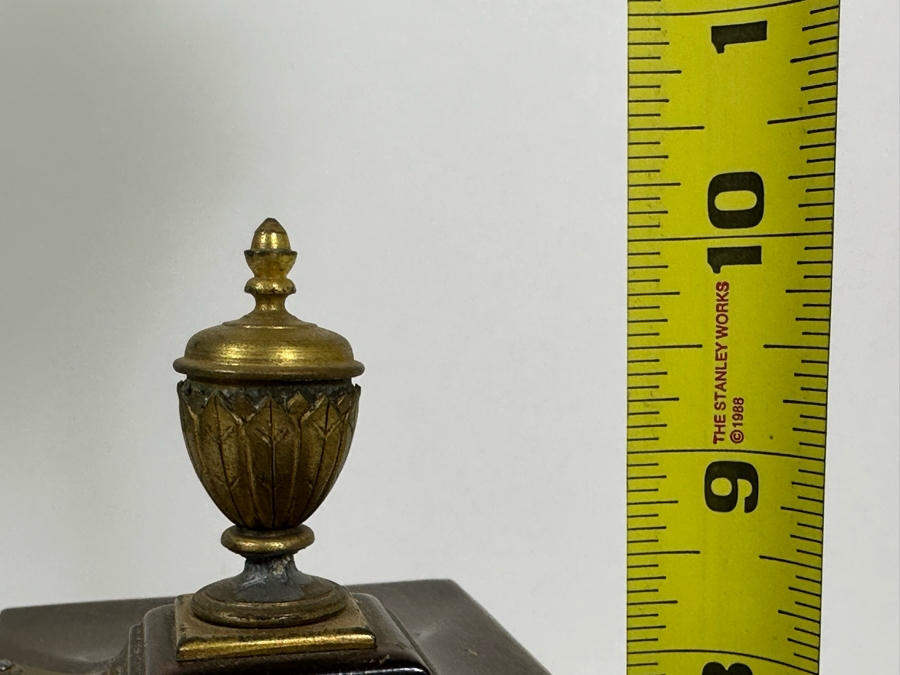 Vintage Working Telechron Inlaid Wooden Mantle Clock By Warren Telechron Co. With Placard Ernest J. Goppert From the 22nd Wyoming Legislature 6W X 3.5D X 10H [Photo 16]