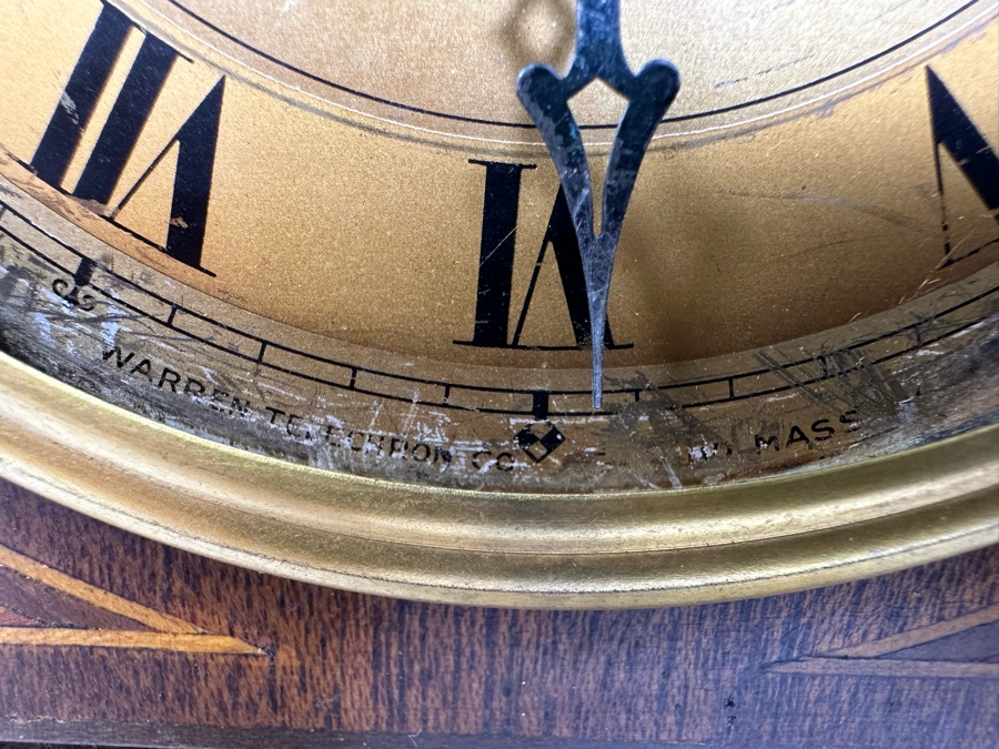 Vintage Working Telechron Inlaid Wooden Mantle Clock By Warren Telechron Co. With Placard Ernest J. Goppert From the 22nd Wyoming Legislature 6W X 3.5D X 10H [Photo 7]