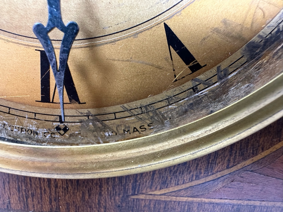 Vintage Working Telechron Inlaid Wooden Mantle Clock By Warren Telechron Co. With Placard Ernest J. Goppert From the 22nd Wyoming Legislature 6W X 3.5D X 10H [Photo 8]
