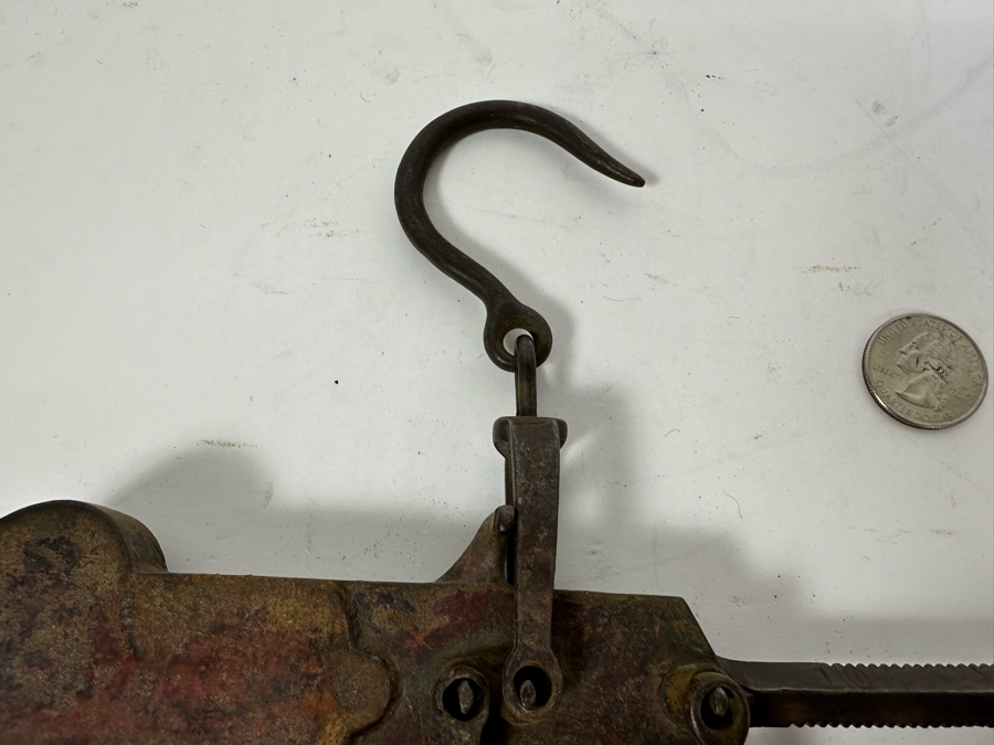 Vintage Hanging Cast Iron Farm Balance Beam Scale 19.5W X 12.5H [Photo 4]