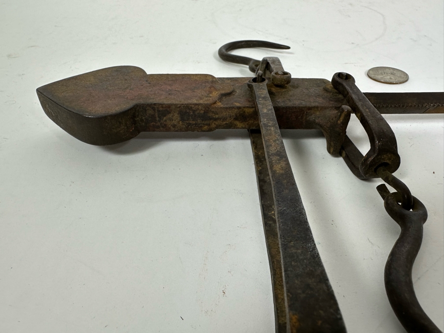 Vintage Hanging Cast Iron Farm Balance Beam Scale 19.5W X 12.5H [Photo 9]