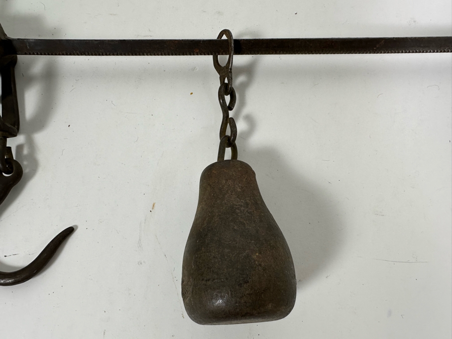 Vintage Hanging Cast Iron Farm Balance Beam Scale 19.5W X 12.5H [Photo 6]