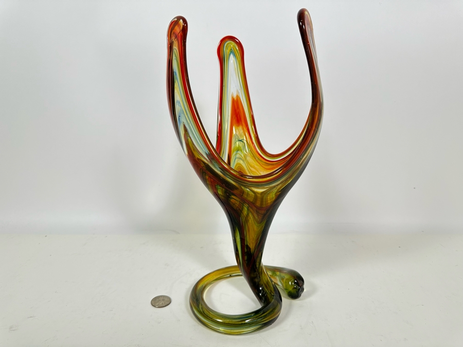 Mid-Century Art Glass Vase 13H [Photo 8]