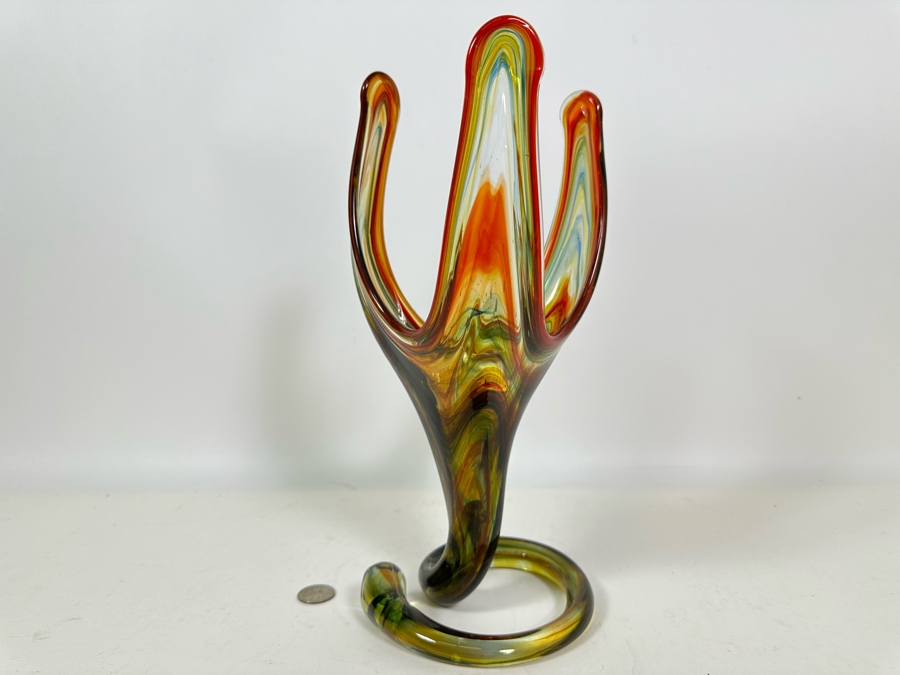 Mid-Century Art Glass Vase 13H [Photo 4]